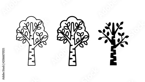 Simple Tree Icons, Nature Graphics, Minimalist Woodland Vector Art, Organic Elements