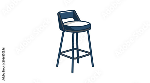 Modern bar stool with padded seat and metal frame