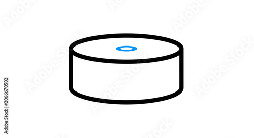 Simple geometric cylinder shape with blue center detail