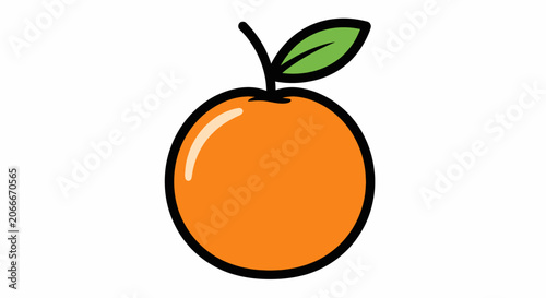 Stylized orange fruit icon with leaf and stem