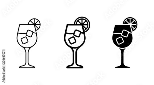 Cocktail Icons Set, Refreshing Drinks Vector Graphics, Summer Beverage Symbols, Party Drink Illustrations