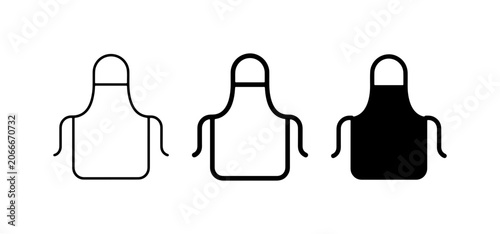 Apron Icons Set, Kitchen Wear, Chef Garment, Cooking Protection, Vector Graphics