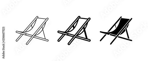 Beach Chair Icons, Lounge Chair Vector Set, Outdoor Seating Graphics for Summer