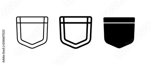 Pocket Icons Set: Outline, Line Art, Solid Fill Vector Graphics for Apparel Design