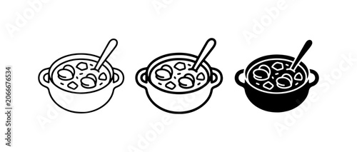 Obraz na plátne Soup Bowl Icons, Stew Pot Vector Graphics, Comfort Food Illustrations