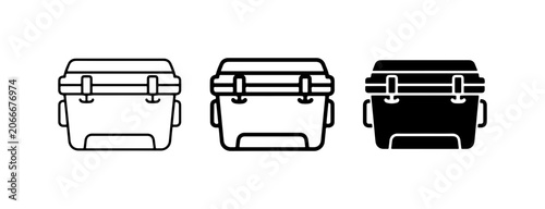Foto Cooler Box Icons, Portable Ice Chest Vector Graphics, Outdoor Beverage Container