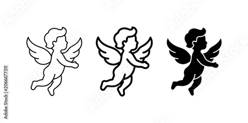 Εκτύπωση καμβά Cherub Icons, Angel Vector Art, Cupid Symbols, Love and Romance Graphics, Valent
