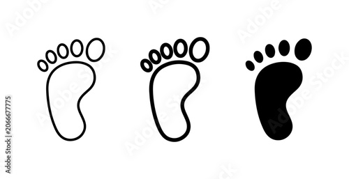 Tableau sur toile Baby Footprint Icons, Newborn Steps, Child Footprints, Simple Outline and Solid