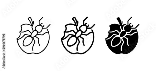 Fotografija Ant Icon Set, Insect Vector Graphics, Pest Control Symbols, Food Damage Icons