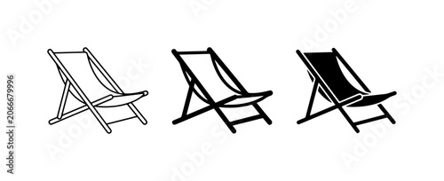 Foto Beach Chair Icons, Lounge Chair Vector Set, Relaxing Outdoor Furniture Graphics