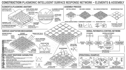 Quadro su tela Intelligent surface response network elements and assembly pathways