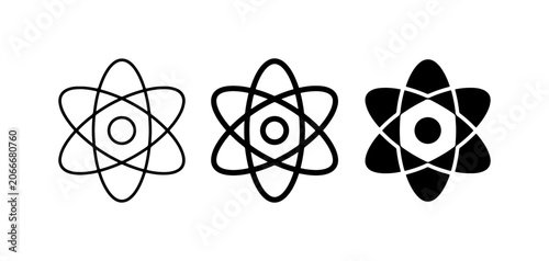 Atom Icons, Science Symbols, Atomic Structure Vector Graphics, Chemistry, Physics