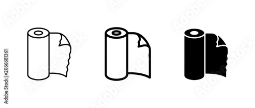 Canvas-taulu Roll of Paper Icons, Toilet Paper Vector Graphics, Kitchen Towel Symbols