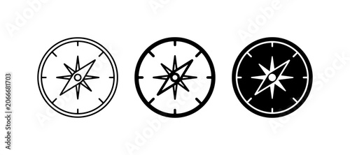 Compass Icons Set, Navigation Tools, Directional Guides, Travel Symbols, Vector Graphics