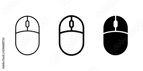Computer Mouse Icons, Vector Set: Outline, Filled Outline, Solid Black, Digital Input Devices