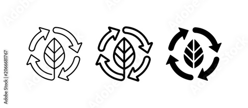 Quadro su tela Eco-friendly recycling symbols, leaf icons, circular arrows, green technology, s