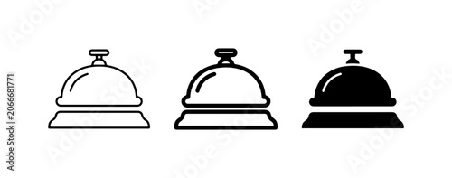 Service Bell Icons, Hotel Reception Bell Symbols, Concierge Desk Notification Icons