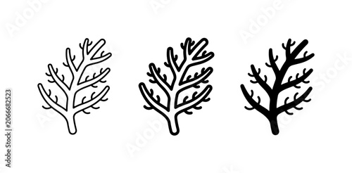 Fotografía Branch Vector Icons, Delicate Twig Outline & Silhouette, Nature Element Graphics