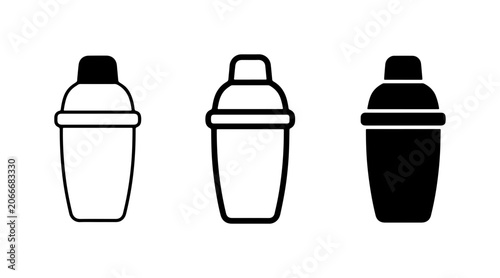 Bild auf Leinwand Cocktail Shaker Icons, Bar Tools Vector Set, Mixology Equipment Graphics, Drink