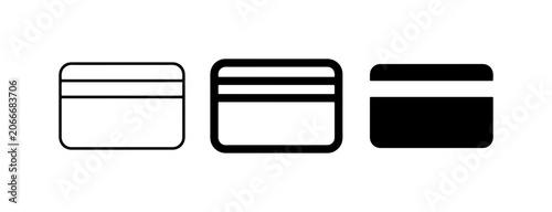 Photos Credit Card Icons: Simple Payment Card Vector Graphics, Black and White Line Art
