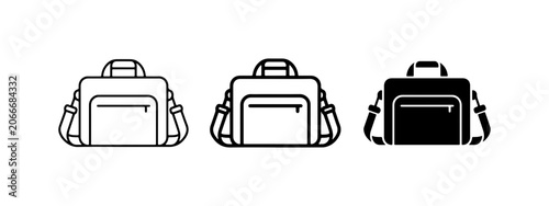 Bild auf Leinwand Duffel Bag Icons, Travel Luggage Vector Set, Gym Bag Graphics, Sports Gear