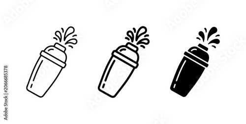 Bild auf Leinwand Cocktail Shaker Icons: Liquid Splash, Bar Tools, Mixology Equipment, Vector Grap