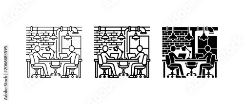 Teamwork Collaboration, Office Meeting, Business Discussion, Modern Workspace Icons