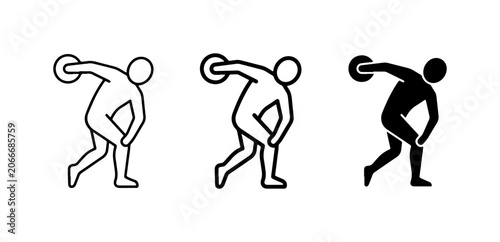 Картината върху платно Discus Thrower Icons, Athletic Sport Pictograms, Track and Field Silhouette