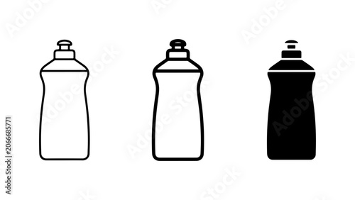Konstfotografi Dish Soap Bottle Icons, Cleaning Liquid Container Vector Set, Household Detergen