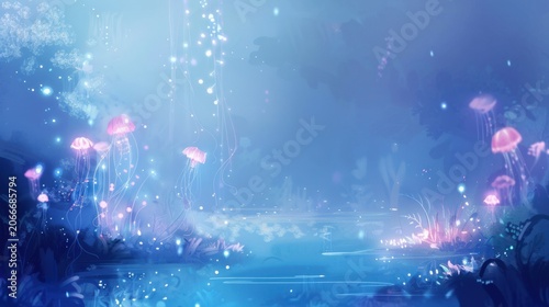 Fantasy underwater jellyfish scene
