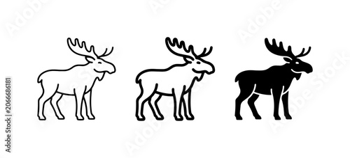 Bild auf Leinwand Moose Icons, Wildlife Animal Silhouettes, Vector Art Set