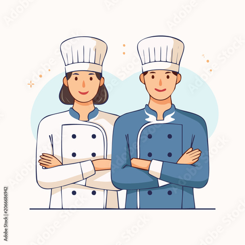 Two Chefs in Uniform with Crossed Arms