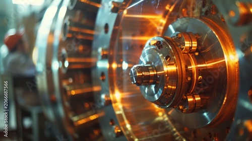 Closeup machine parts manufacturing