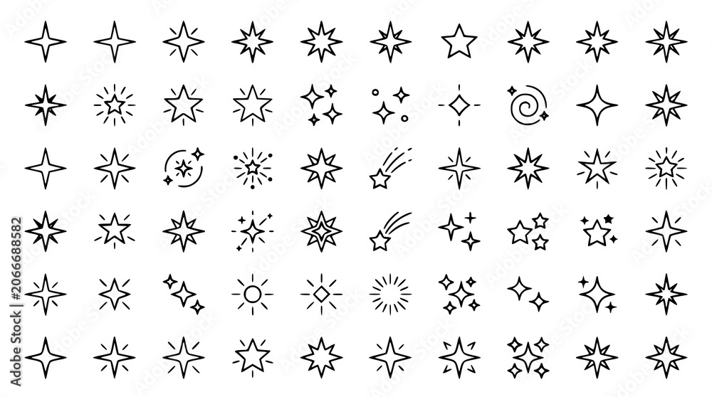 Obraz premium Modern Sparkle and Star Icons Vector Collection with Twinkle Symbols and Emoji Style Elements