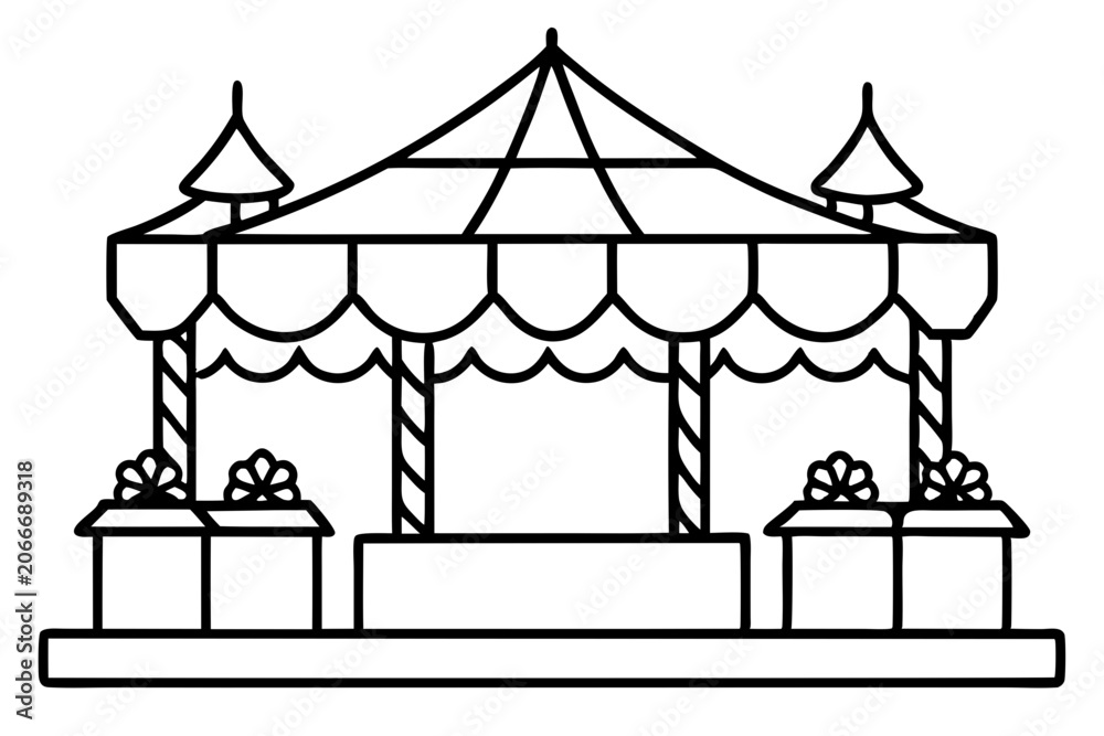 Fototapeta premium Christmas Fair Stall Hand-Drawn Vector