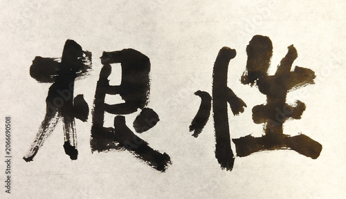 Bild auf Leinwand 【根性】 Title 根性 Japanese Brush Calligraphy – Determination and Resilience Ink Art