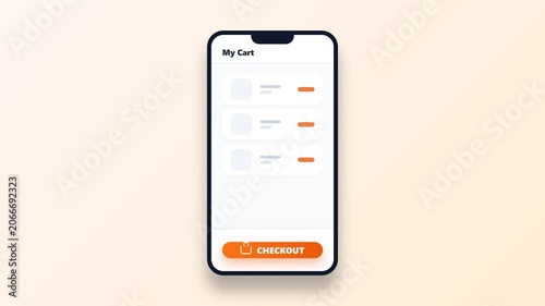 Mobile App Checkout Process Animation Showing Successful Payment.