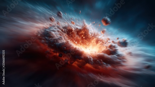 This image captures a spectacular cosmic explosion with vivid colors, showcasing the dynamic beauty of space and celestial phenomena in a breathtaking scene. © svastix
