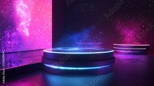 Neon podiums digital display
