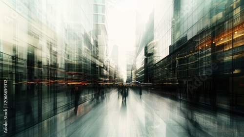 Urban street blurred motion buildings