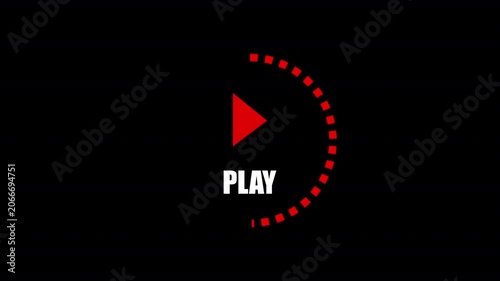 Animated play progress ring with circular loading indicator and media playback interface on dark background