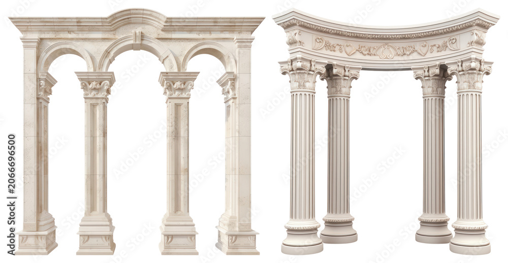 Fototapeta premium PNG Elegant classical architectural columns on transparent background