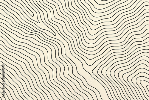 Seamless topographic map contour lines abstract background on cream texture.