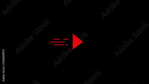 Animated fast play arrow with motion trail effect on dark background for media playback and interface projects