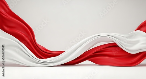 Wavy Red and White Fabric on Light Background