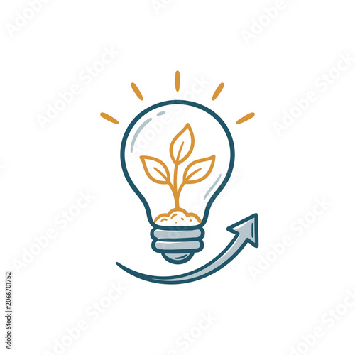 Light Bulb with Growing Plant Inside.