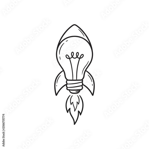 Rocket ship with light bulb.