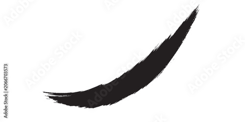 Dynamic black brush stroke on white background creating an artistic and expressive design element.