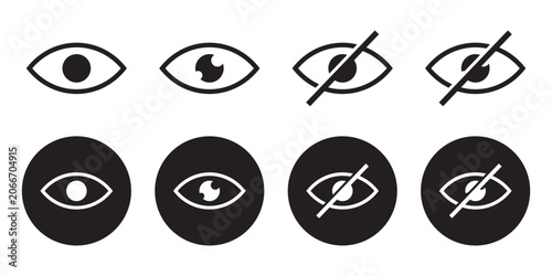Konstfotografi Eye see and unsee icon set