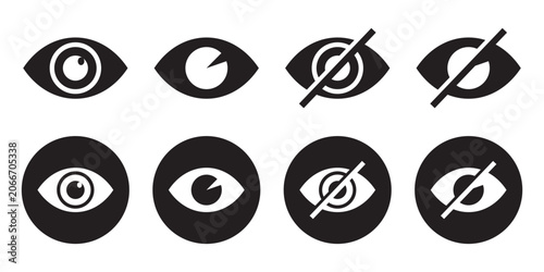 Canvastavla See and unsee eyes vector icons set